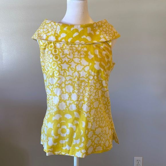 [Trina Turk] Yellow/White Floral Blouse - Size Small - Picture 1 of 7